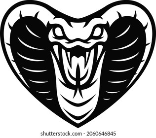 Head of Aggressive King Cobra as the Heart Shape