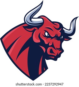 Head of Aggressive Red Fighting Bull