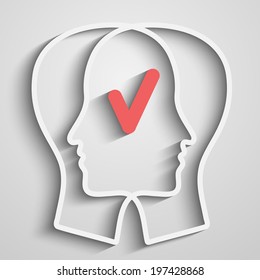 head with agree sign, vector eps10