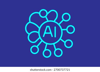 Head with AI Brain Icon.artificial intelligence icon. suitable for websites, applications, user interfaces, printables, etc. line icon style, dark blue color combination. simple editable vector design