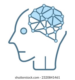 Head of AI icons, symbols. Artificial intelligence lined brain, cybernetic, ai, head, technology vector, illustration