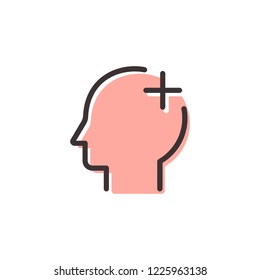 head aid flat outline icon on transparent background