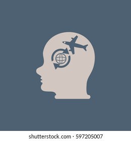 Head with Airplane sign.