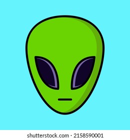 Head alien icon or green alien simple vector illustration 
