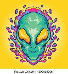 Head Alien Smile Trippy Vector illustrations for your work Logo, mascot merchandise t-shirt, stickers and Label designs, poster, greeting cards advertising business company or brands.