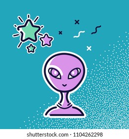 The head of an alien and a star. Vector icons, illustration
