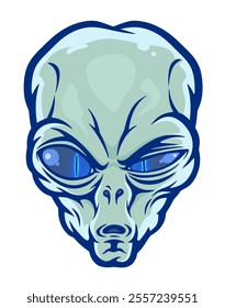 Head of alien with a surprised facial expression.Vector illustration.