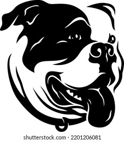 Head of American Bulldog with Tongue Out