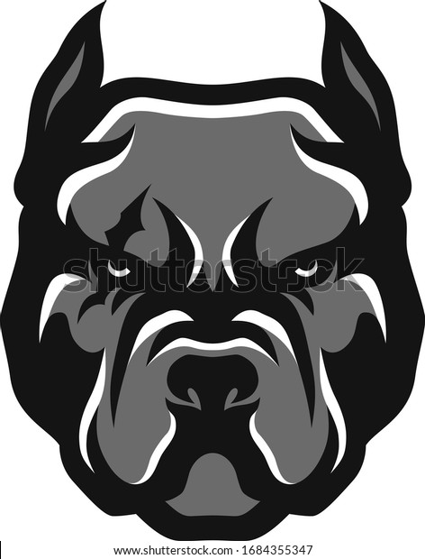 Head of\
American Bully Aggressive Pit Bull Dog\
Vector
