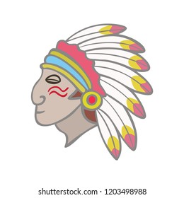 Head Of American Indian Symbol of America. Vector illustration.