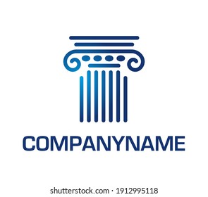 Head of an ancient column. Linear drawing. Ready logo