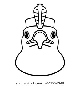 Head of ancient Egyptian god Horus as sacred falcon bird wearing royal pharaoh diadem with uraeus. Mythological animal symbol. Black and white linear silhouette.