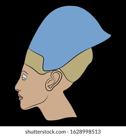 Head of ancient Egyptian pharaoh. Akhenaton or Nefertiti portrait.	