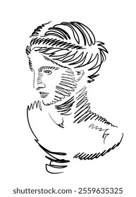 Head of an ancient female goddess, freestyle abstract vector illustration