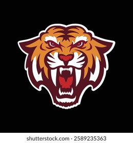 Head of an angry aggressive tiger mascot. vector illustration