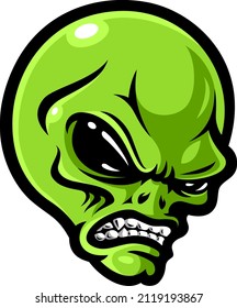 Head Of Angry Alien Mascot Character 