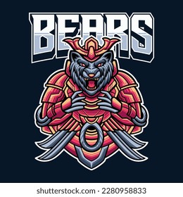 Head of angry bear logo vector illustration design