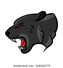 Head Of Angry Black Tiger Cat Wolf Panther Jaguar Roar Graphic Vector Illustration