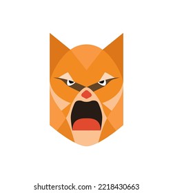 Head of angry cat, vector illustration, isolated on white background.