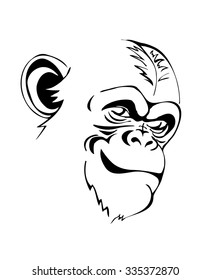 head angry chimp, stylized illustration