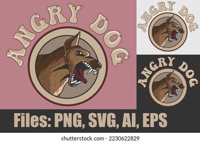 Head Angry Dog Pitbull VECTOR illustration for print items