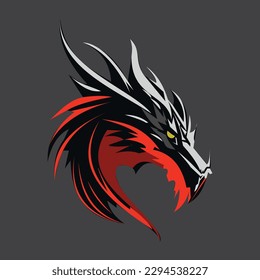 Head Angry Dragon Logo Design Modern Game Style Simple Illustration