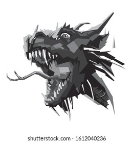 Head of angry  dragon on white background. Vector eps 10.