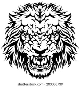 Head of angry lion