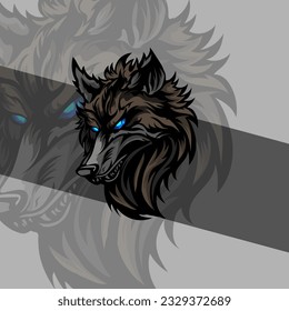 Head of a angry wolf mascot sport logo design. Wolf animal mascot head vector illustration logo. Wolf head emblem design for eSports team. Character for sport and gaming logo concept.
