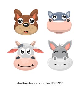 head animal cartoon design vector. koala, deer, dog, lion