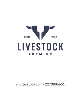 head animal horned cattle livestock modern shape flat logo design vector icon illustration