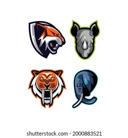 Head animal illustration collection design vector