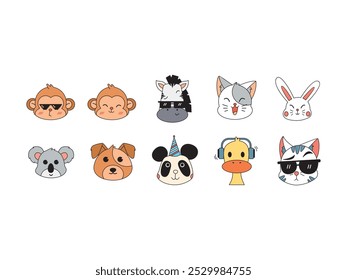 Head Animal Illustration Element Set 