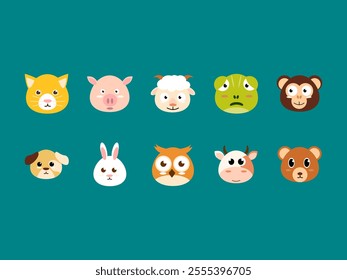 Head Animal Illustration Element Set