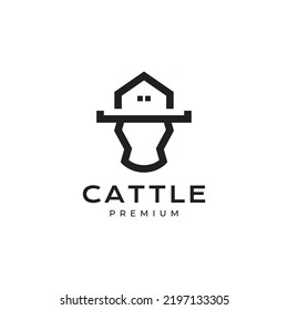 head animal livestock with home logo design