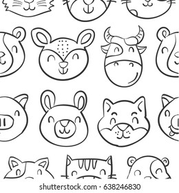 Head animal style funny doodles