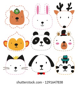 head animals sketch vector design