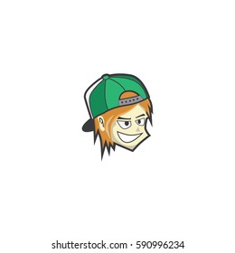 Head Anime Logo Vector Illustration
