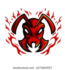 head ant mascot logo illustration