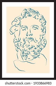 Head of Anytus sketch drawing, National Archaeological Museum of Athens. Vector poster. Living room poster, wall decoration poster  