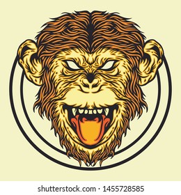 Head of Ape Vector Illustration