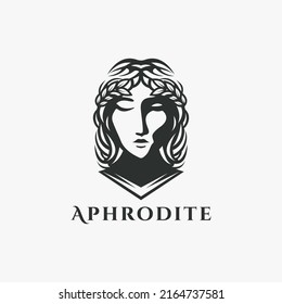 Head of Aphrodite Goddess logo vector illustration on white background