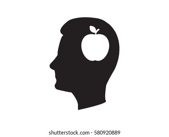 head, apple, icon, vector illustration eps10