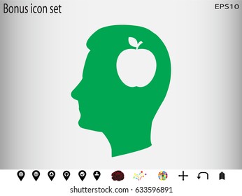 head, apple, icon, vector illustration eps10