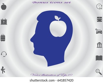 head, apple, icon, vector illustration eps10