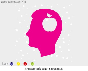 head, apple, icon, vector illustration eps10
