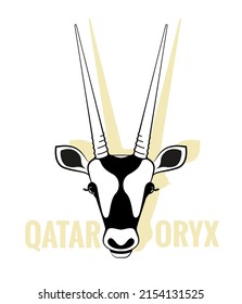 Head Of The Arabian Oryx. The Symbol Of Qatar.