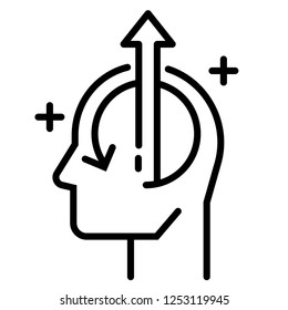 Head with around arrow and up arrow vector illustration in line stroke design