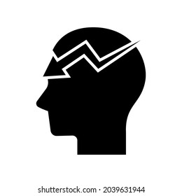 head and arrow down icon isolated on white background. vector icon.