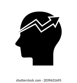 head and arrow up icon isolated on white background. icon vector.